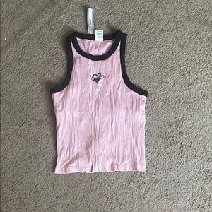 Pink Tank Top with Black Edges